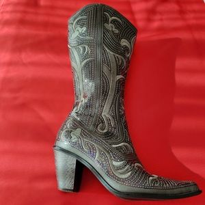 Gray sequin cowboy boots size 9